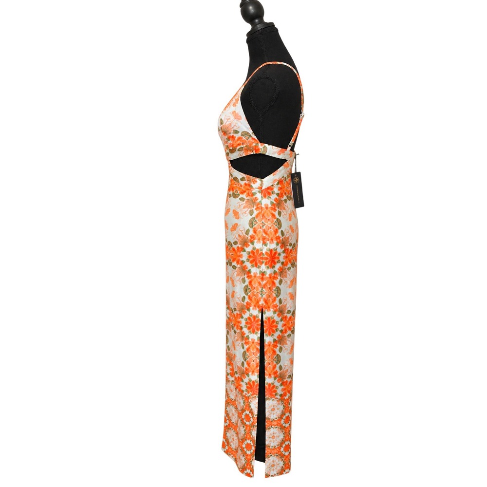 House of Harlow 1960 REVOLVE Floral Cut-Out Maxi Dress Women XS Orange White NWT - Picture 3 of 5
